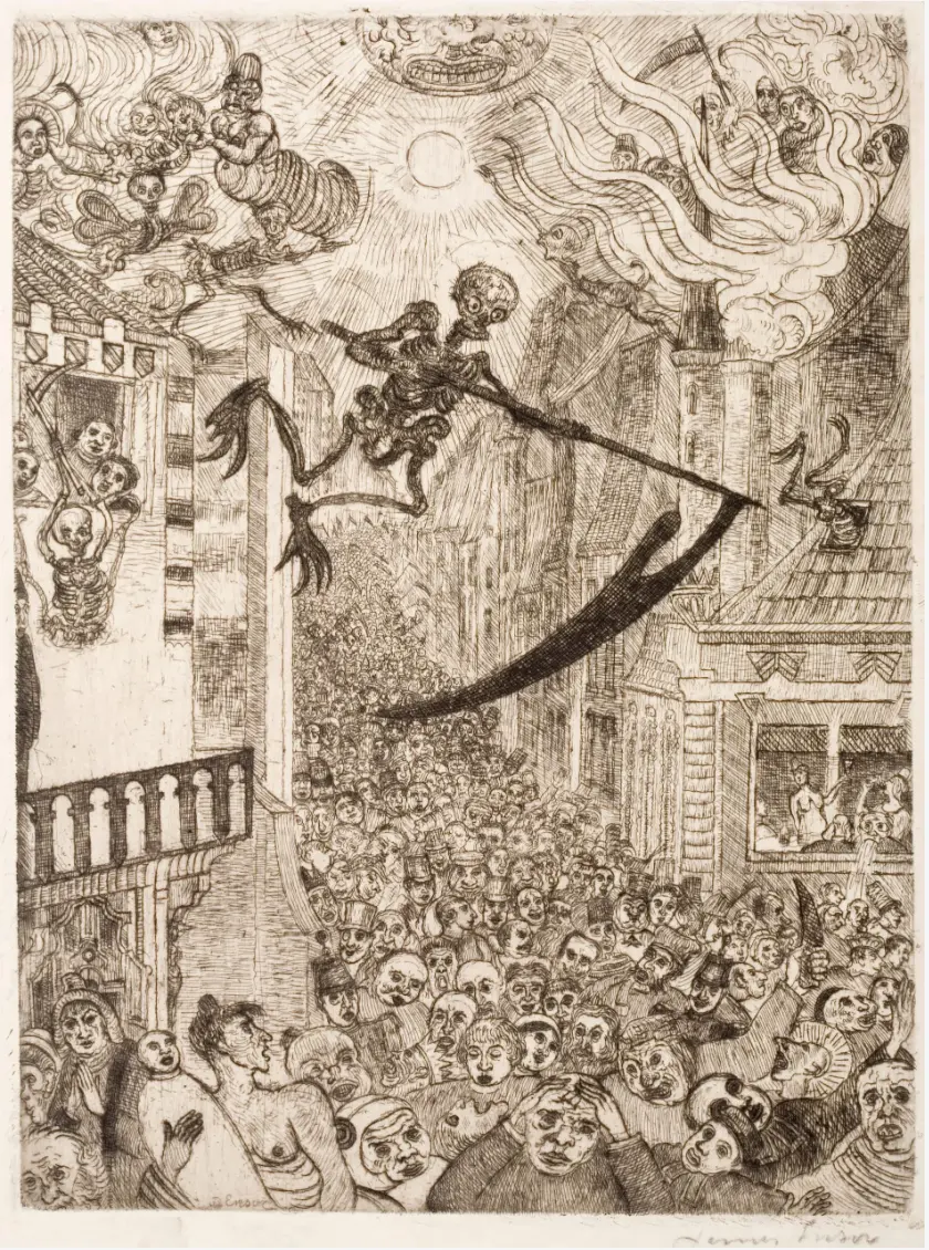 James Ensor, Death Chasing the Flock of Mortals, 1896